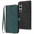 For Sony Xperia 1 VI Side Buckle Double Fold Hand Strap Leather Phone Case(Dark Green) - 1