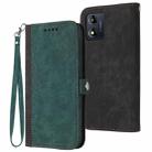 For Motorola Moto E13 Side Buckle Double Fold Hand Strap Leather Phone Case(Dark Green) - 1