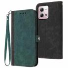 For Motorola Moto G Stylus 5G 2023 Side Buckle Double Fold Hand Strap Leather Phone Case(Dark Green) - 1