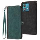 For Motorola Edge 40 Neo Side Buckle Double Fold Hand Strap Leather Phone Case(Dark Green) - 1