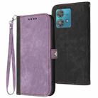 For Motorola Edge 40 Neo Side Buckle Double Fold Hand Strap Leather Phone Case(Purple) - 1