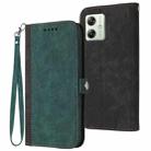 For Motorola Moto G54 Global Side Buckle Double Fold Hand Strap Leather Phone Case(Dark Green) - 1