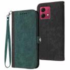 For Motorola Moto G84 5G Side Buckle Double Fold Hand Strap Leather Phone Case(Dark Green) - 1