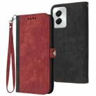 For Motorola Moto G Power 5G 2024 Side Buckle Double Fold Hand Strap Leather Phone Case(Red) - 1