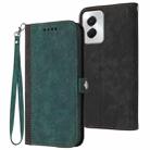 For Motorola Moto G Power 5G 2024 Side Buckle Double Fold Hand Strap Leather Phone Case(Dark Green) - 1