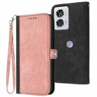 For Motorola Edge 50 Fusion Side Buckle Double Fold Hand Strap Leather Phone Case(Pink) - 1