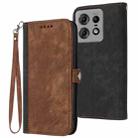 For Motorola Edge 50 Pro Side Buckle Double Fold Hand Strap Leather Phone Case(Brown) - 1