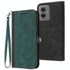 For Motorola Moto G55 Side Buckle Double Fold Hand Strap Leather Phone Case(Dark Green) - 1