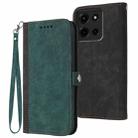For Motorola Moto G 2025 Side Buckle Double Fold Hand Strap Leather Phone Case(Dark Green) - 1