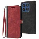 For Motorola Edge 60 Side Buckle Double Fold Hand Strap Leather Phone Case(Red) - 1
