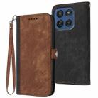 For Motorola Edge 60 Side Buckle Double Fold Hand Strap Leather Phone Case(Brown) - 1