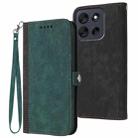 For Motorola Moto G56 5G Side Buckle Double Fold Hand Strap Leather Phone Case(Dark Green) - 1
