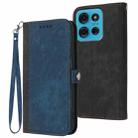 For Motorola Moto G75 5G Side Buckle Double Fold Hand Strap Leather Phone Case(Royal Blue) - 1