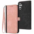 For Samsung Galaxy M34 Side Buckle Double Fold Hand Strap Leather Phone Case(Pink) - 1