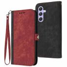 For Samsung Galaxy A55 Side Buckle Double Fold Hand Strap Leather Phone Case(Red) - 1