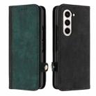 For Samsung Galaxy Z Fold5 Side Buckle Double Fold Leather Phone Case(Dark Green) - 1