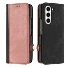 For Samsung Galaxy Z Fold5 Side Buckle Double Fold Leather Phone Case(Pink) - 1