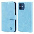 For iPhone 13 mini Skin Feeling Oil Leather Texture PU + TPU Phone Case(Light Blue) - 1