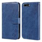 For iPhone 6 Plus / 7 Plus / 8 Plus Skin Feeling Oil Leather Texture PU + TPU Phone Case(Dark Blue) - 1