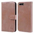 For iPhone 6 Plus / 7 Plus / 8 Plus Skin Feeling Oil Leather Texture PU + TPU Phone Case(Champagne) - 1