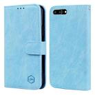 For iPhone 6 Plus / 7 Plus / 8 Plus Skin Feeling Oil Leather Texture PU + TPU Phone Case(Light Blue) - 1