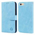For iPhone 6 / 7 / 8 / SE 2022 Skin Feeling Oil Leather Texture PU + TPU Phone Case(Light Blue) - 1