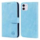 For iPhone 11 Skin Feeling Oil Leather Texture PU + TPU Phone Case(Light Blue) - 1