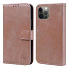 For iPhone 11 Pro Skin Feeling Oil Leather Texture PU + TPU Phone Case(Champagne) - 1