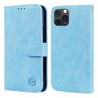 For iPhone 11 Pro Max Skin Feeling Oil Leather Texture PU + TPU Phone Case(Light Blue) - 1