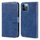 For iPhone 12 Pro / 12 Skin Feeling Oil Leather Texture PU + TPU Phone Case(Dark Blue) - 1