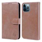 For iPhone 12 Pro / 12 Skin Feeling Oil Leather Texture PU + TPU Phone Case(Champagne) - 1
