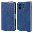 For iPhone 12 mini Skin Feeling Oil Leather Texture PU + TPU Phone Case(Dark Blue) - 1