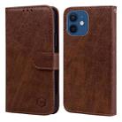 For iPhone 12 mini Skin Feeling Oil Leather Texture PU + TPU Phone Case(Brown) - 1