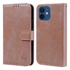For iPhone 12 mini Skin Feeling Oil Leather Texture PU + TPU Phone Case(Champagne) - 1
