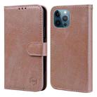 For iPhone 12 Pro Max Skin Feeling Oil Leather Texture PU + TPU Phone Case(Champagne) - 1