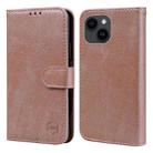 For iPhone 13 Skin Feeling Oil Leather Texture PU + TPU Phone Case(Champagne) - 1
