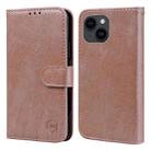 For iPhone 15 Skin Feeling Oil Leather Texture PU + TPU Phone Case(Champagne) - 1