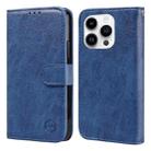 For iPhone 15 Pro Skin Feeling Oil Leather Texture PU + TPU Phone Case(Dark Blue) - 1