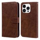 For iPhone 15 Pro Skin Feeling Oil Leather Texture PU + TPU Phone Case(Brown) - 1