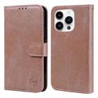 For iPhone 15 Pro Skin Feeling Oil Leather Texture PU + TPU Phone Case(Champagne) - 1