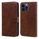 For iPhone 15 Pro Max Skin Feeling Oil Leather Texture PU + TPU Phone Case(Brown) - 1