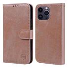 For iPhone 15 Pro Max Skin Feeling Oil Leather Texture PU + TPU Phone Case(Champagne) - 1