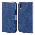 For iPhone X / XS Skin Feeling Oil Leather Texture PU + TPU Phone Case(Dark Blue) - 1