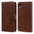 For iPhone XR Skin Feeling Oil Leather Texture PU + TPU Phone Case(Brown) - 1
