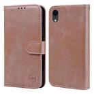 For iPhone XR Skin Feeling Oil Leather Texture PU + TPU Phone Case(Champagne) - 1