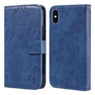 For iPhone XS Max Skin Feeling Oil Leather Texture PU + TPU Phone Case(Dark Blue) - 1