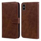 For iPhone XS Max Skin Feeling Oil Leather Texture PU + TPU Phone Case(Brown) - 1