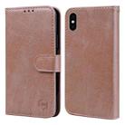 For iPhone XS Max Skin Feeling Oil Leather Texture PU + TPU Phone Case(Champagne) - 1