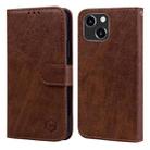 For iPhone 14 Plus Skin Feeling Oil Leather Texture PU + TPU Phone Case(Brown) - 1