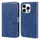 For iPhone 14 Pro Skin Feeling Oil Leather Texture PU + TPU Phone Case(Dark Blue) - 1